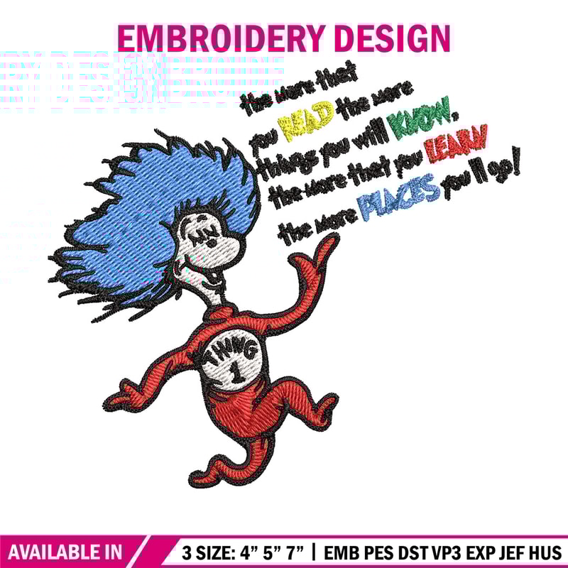 Thing One Embroidery Design, Dr seuss Embroidery, Embroidery File, logo shirt, Embroidery design, Digital download..jpg
