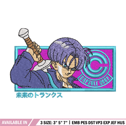 trunk future embroidery design, dragonball embroidery, anime design, embroidery shirt