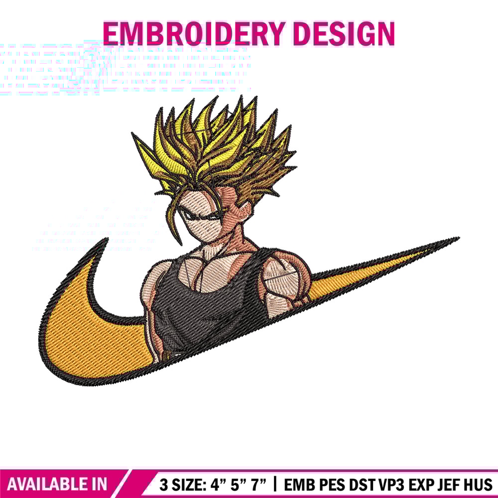 Trunks x nike Embroidery Design, Dragonball Embroidery, Embroidery File, Nike Embroidery, Anime shirt, Digital download.jpg