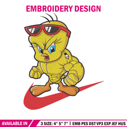 Tweety nike Embroidery Design, Tweety Embroidery, Embroidery File, Nike Embroidery, Anime shirt, Digital download