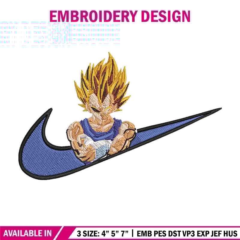 Vegeta ssj Embroidery Design, Dragonball Embroidery, Embroidery File, Nike Embroidery, Anime shirt, Digital download.jpg
