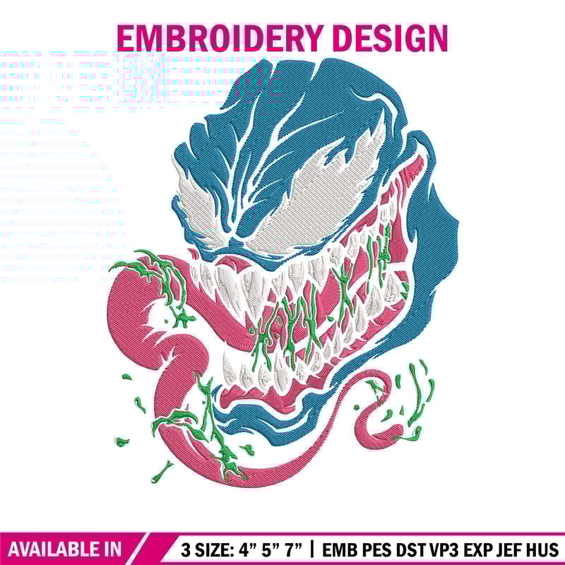 Venom face Embroidery Design, Venom Embroidery, Embroidery File, Anime Embroidery, Anime shirt, Digital download.jpg