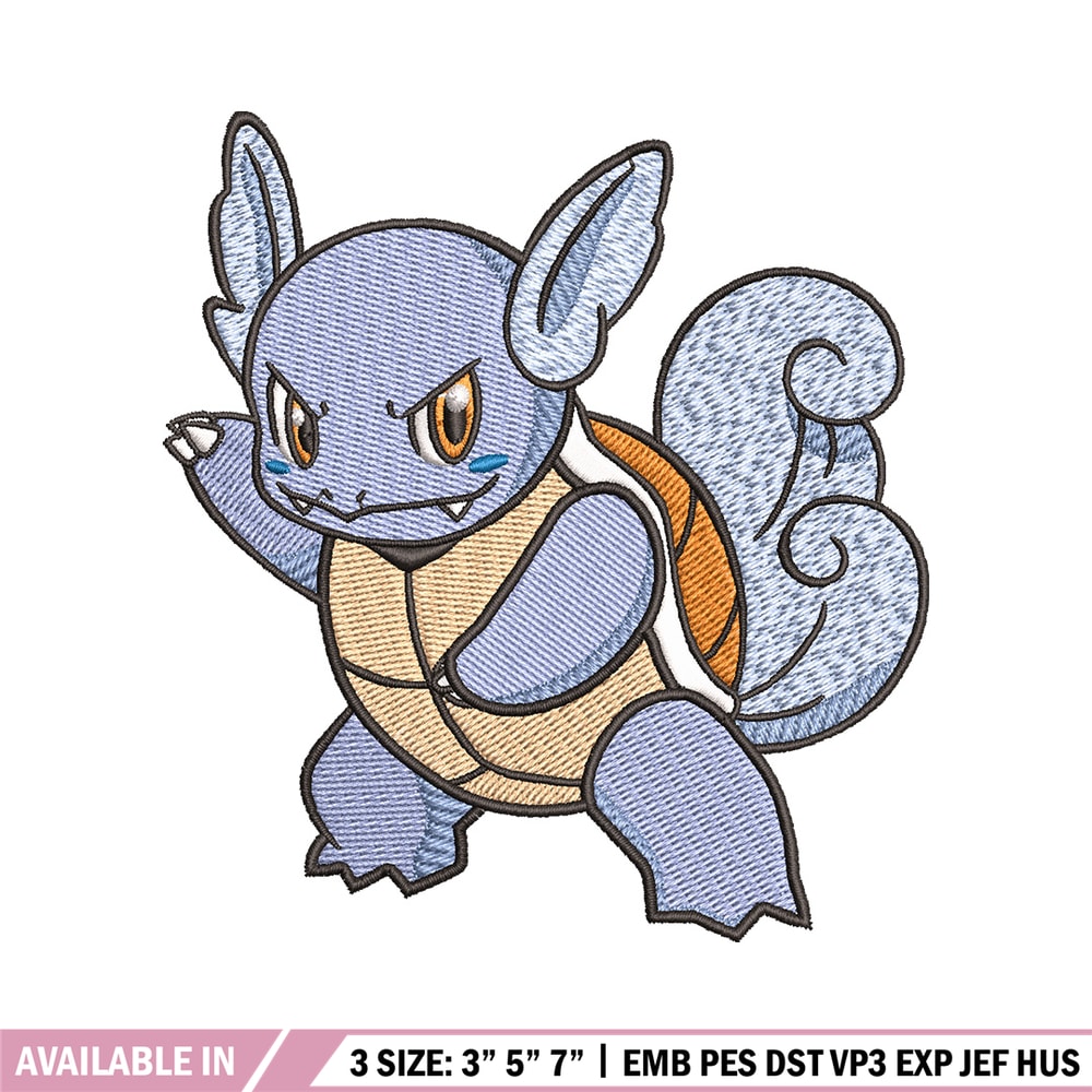 Wartortle embroidery design, Pokemon embroidery, Anime design, Embroidery shirt, Embroidery file, Digital download.jpg