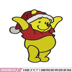 winnie the pooh christmas embroidery design, cartoon embroidery, logo design