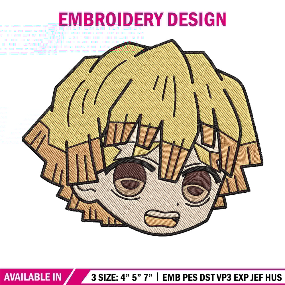 Zenitsu sticker Embroidery Design, Demon slayer Embroidery, Embroidery File, Anime Embroidery, Digital download.jpg