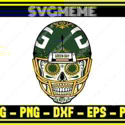 sugar skull green bay packer nfl svg png dxf eps pdf clipart for cricut sugar sk,nfl svg,nfl football,super bowl, super