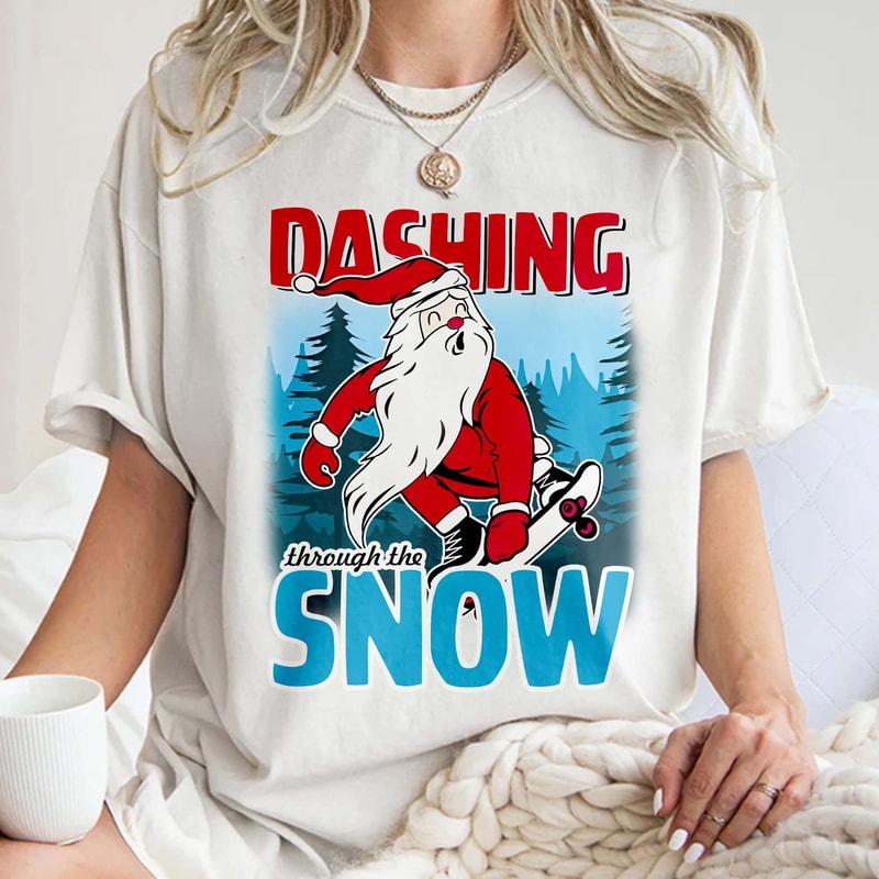 Dashing through the snow Retro Christmas, Santa Claus sublimation, merry Christmas vibes Gift Unisex T Shirt Sweatshirt Hoodie.jpg