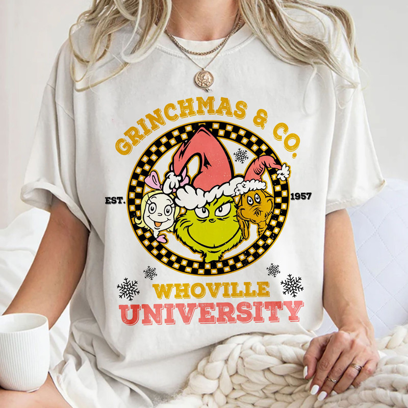 Grinch Christmas Comfort Colors Shirt, Retro Merry Grinchmas, Whovillee University Christmas Gift Gift Unisex T Shirt Sweatshirt Hoodie.jpg