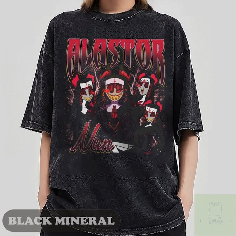 Alastor Wash Unisex Oversize Shirt, Alastor Hazbin Hotel Vintage Comfort Colors Shirt, Presenter Homage Graphic Unisex Shirt, 90's Fans Tee1.jpg