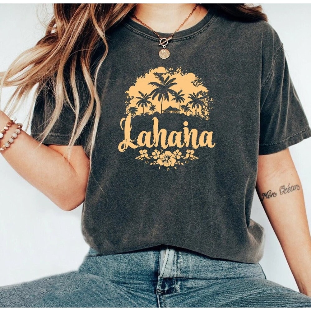 Maui Strong Shirt Gold Lahaina Strong Comfort Colors Shirt Support Maui Fire Relief Hawaii Shoreline Tshirt Fire Victim Fundraiser Gold Tee.jpg