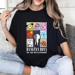 bts bt21 shirt, we are bulletproof bangtan boys shirt, kpop bts fan shirt, army gifts, bt21 characters shirt, bts merch,