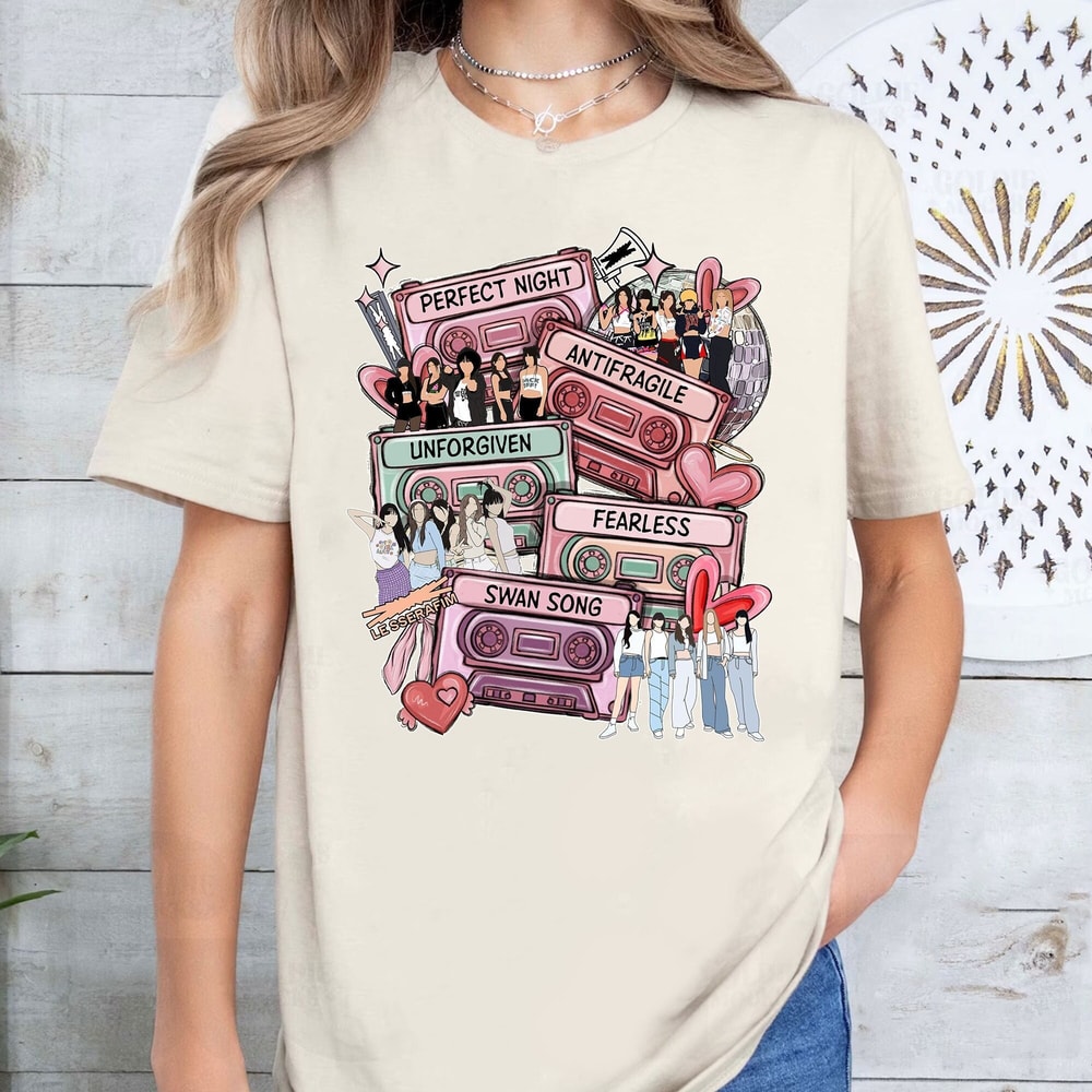 Retro LE SSERAFIM Cassette Shirt, Kpop Le Sserafim Tshirt, Le Sserafim Fearnot Sweatshirt, Le Sserafim Fan Gift, Le Sserafim Chaewon Yunjin.jpg