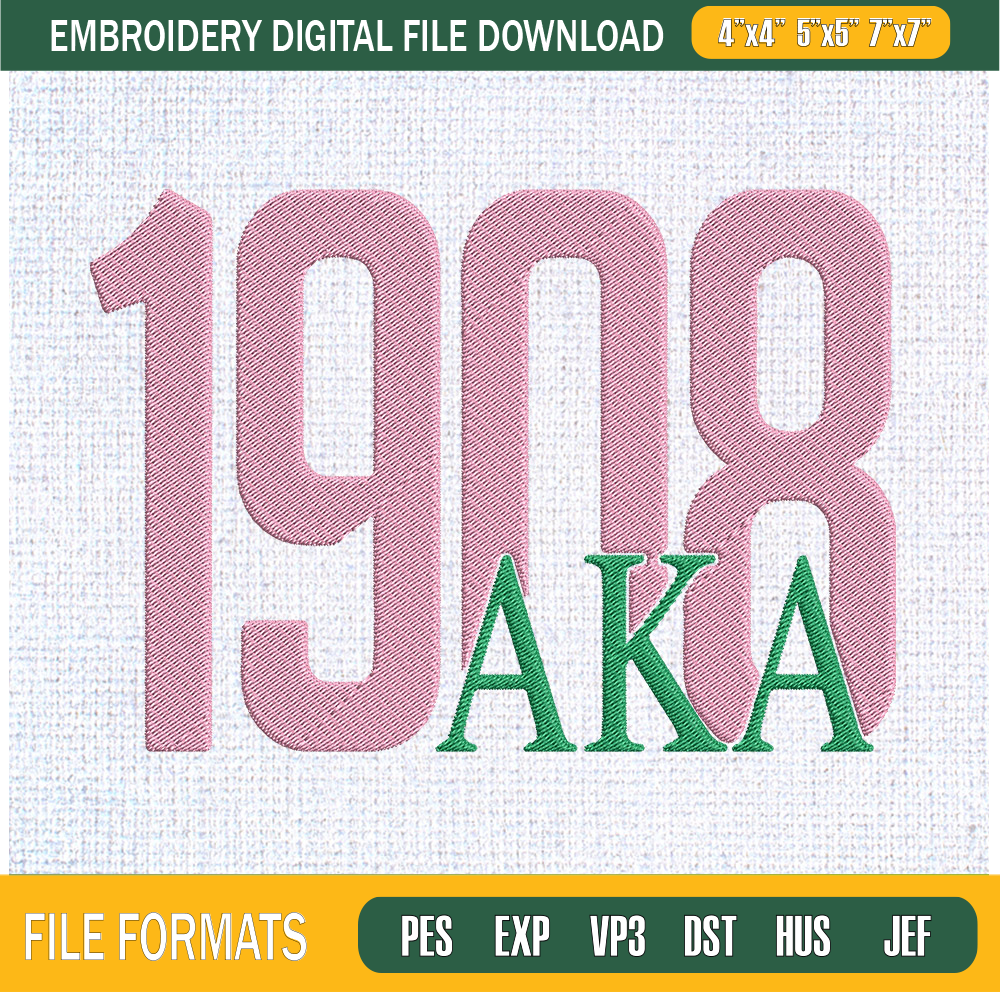 1908 Alpha Kappa Alpha Embroidery Designs, Historically Black Colleges and Universities Machine Embroidery Design, Machine Embroidery Designs - Premium & Origin