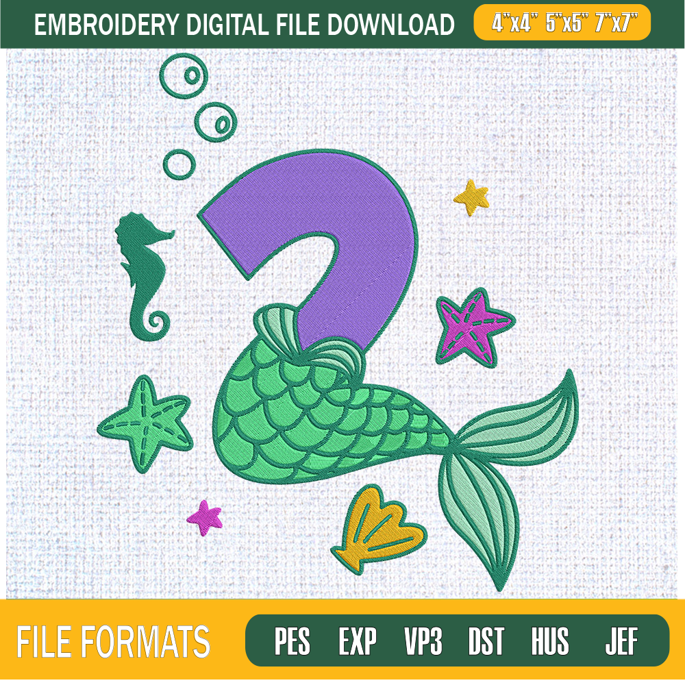 2nd Birthday Little Mermaid Embroidery Designs, Birthday Machine Embroidery Design, Machine Embroidery Designs - Premium & Original SVG Cut Files.jpg