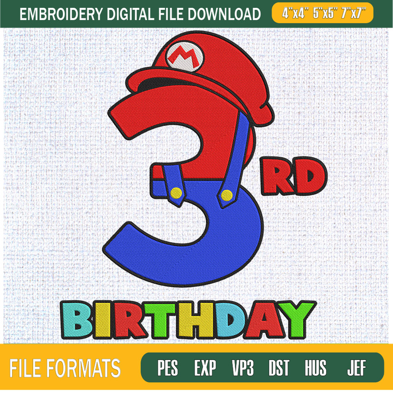 3rd Birthday Mario Bros Embroidery Designs, Birthday Machine Embroidery Design, Machine Embroidery Designs - Premium & Original SVG Cut Files.jpg