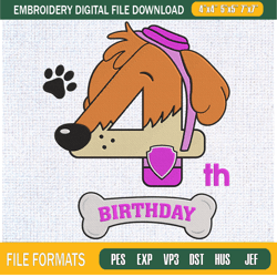 4th birthday paw patrol skye birthday embroidery designs, birthday machine embro,embroidery design,embroidery svg,machin