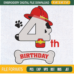 4th marshall paw patrol birthday embroidery designs, birthday machine embroidery,embroidery design,embroidery svg,machin