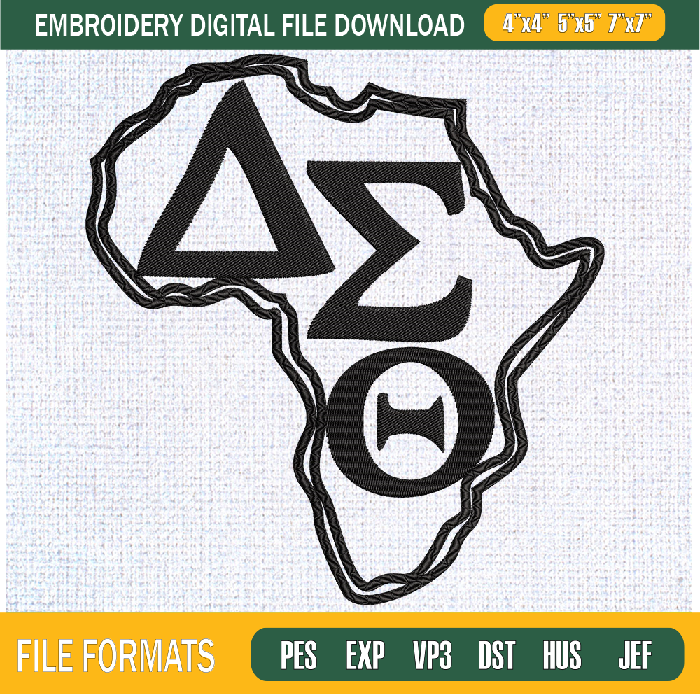 Africa Outline Head Delta Sigma Theta Embroidery Designs, Historically Black Colleges and Universities Machine Embroidery Design, Machine Embroidery Designs - P
