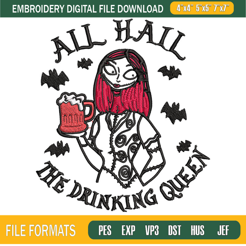All Hall The Drinking Queen Sally Embroidery Designs, Machine Embroidery Design, Machine Embroidery Designs - Premium & Original SVG Cut Files.png