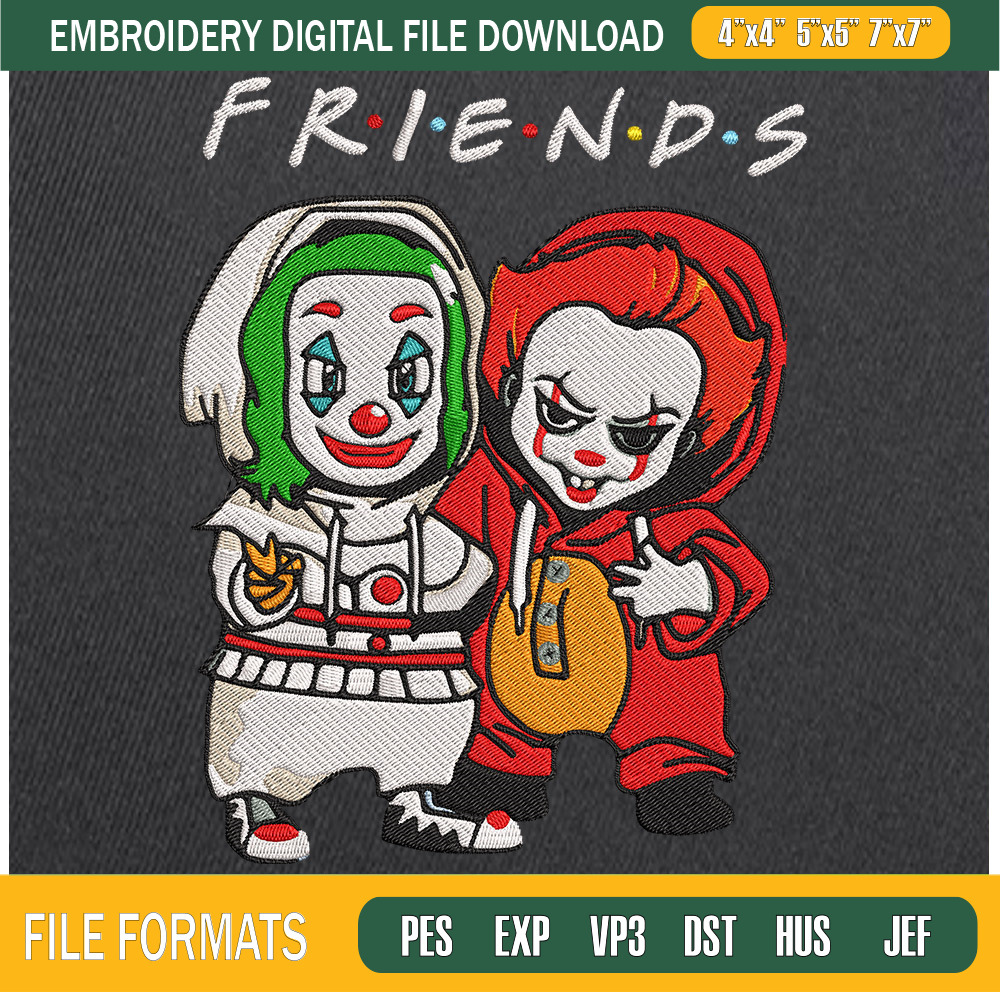 Baby Joker And Pennywise Horror Movies Embroidery Designs, Halloween Machine Embroidery Design, Machine Embroidery Designs - Premium & Original SVG Cut Files.jp