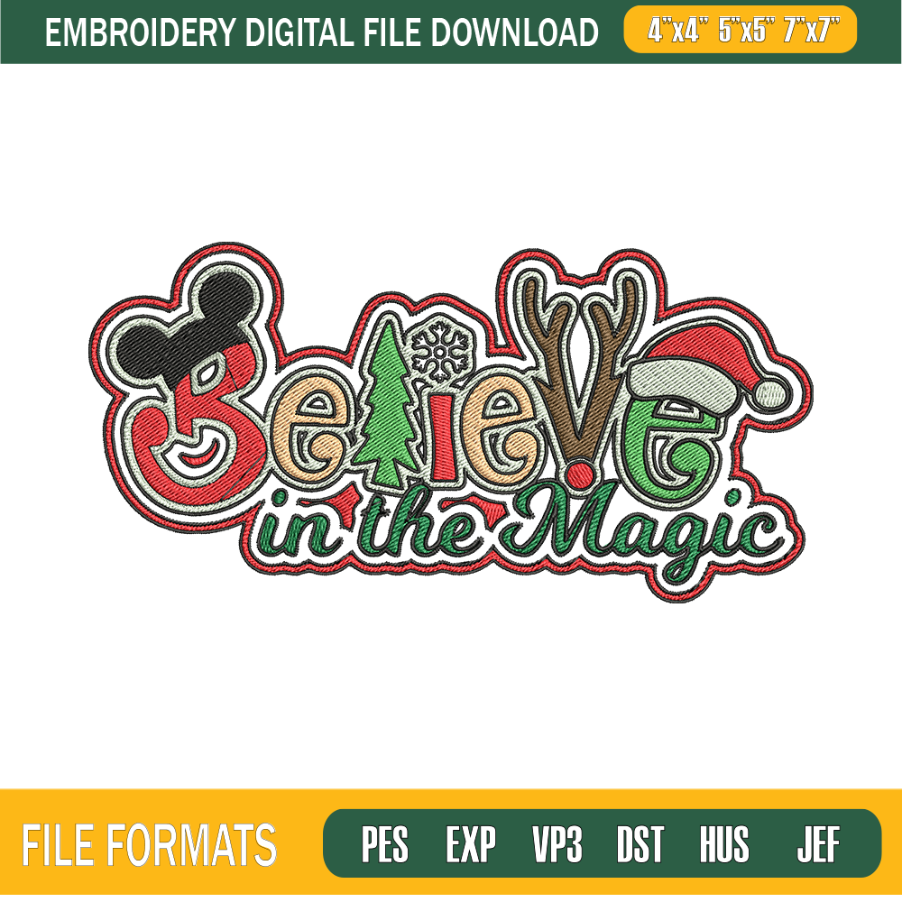 Believe In The Magic Christmas Embroidery Designs, Christmas Machine Embroidery Design - Premium & Original SVG Cut Files.png