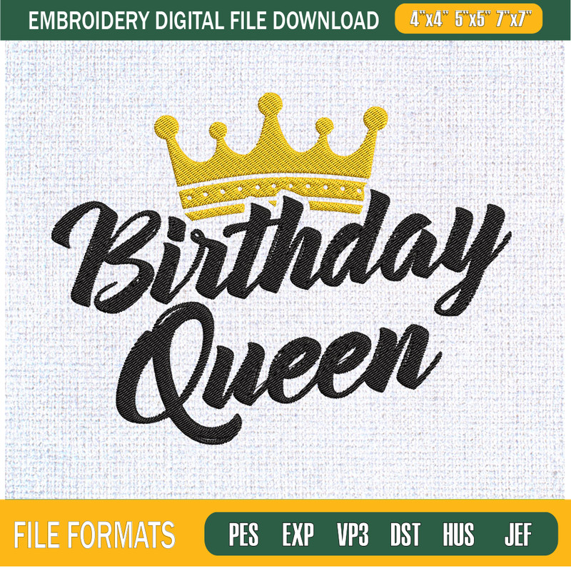Birthday Queen Embroidery Designs, Queen Machine Embroidery Design, Machine Embroidery Designs - Premium & Original SVG Cut Files.jpg