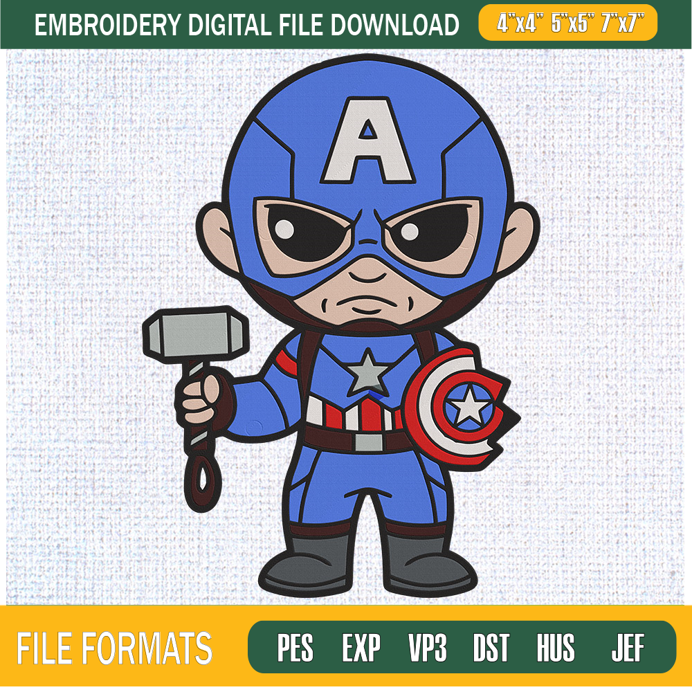 Captain America Chibi Embroidery Designs, Avengers Machine Embroidery Design, Machine Embroidery Designs - Premium & Original SVG Cut Files.jpg
