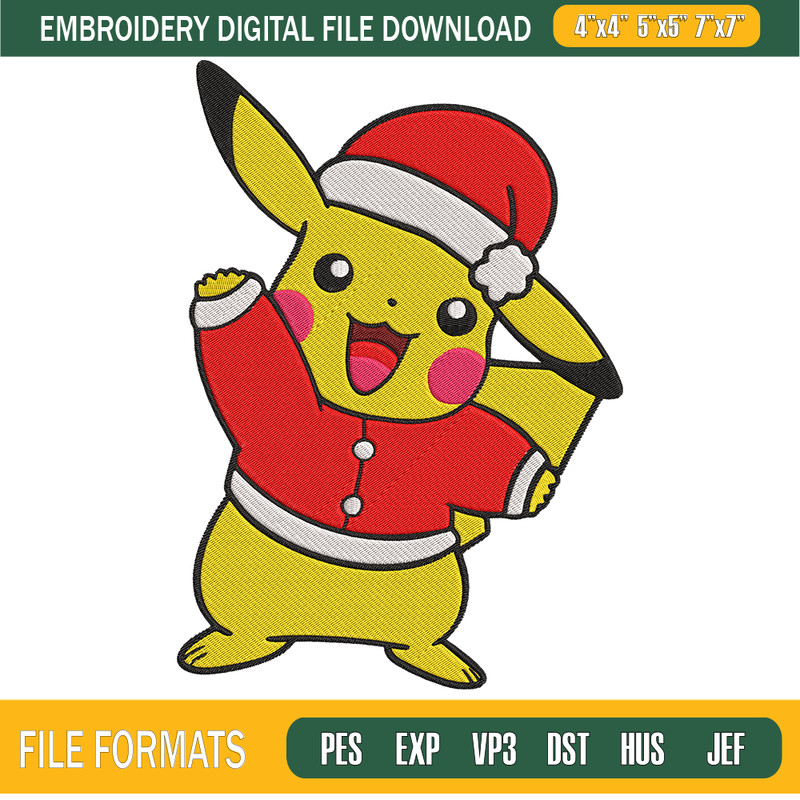 Cute Pikachu Christmas Embroidery Designs, Christmas Machine Embroidery Design - Premium & Original SVG Cut Files.png