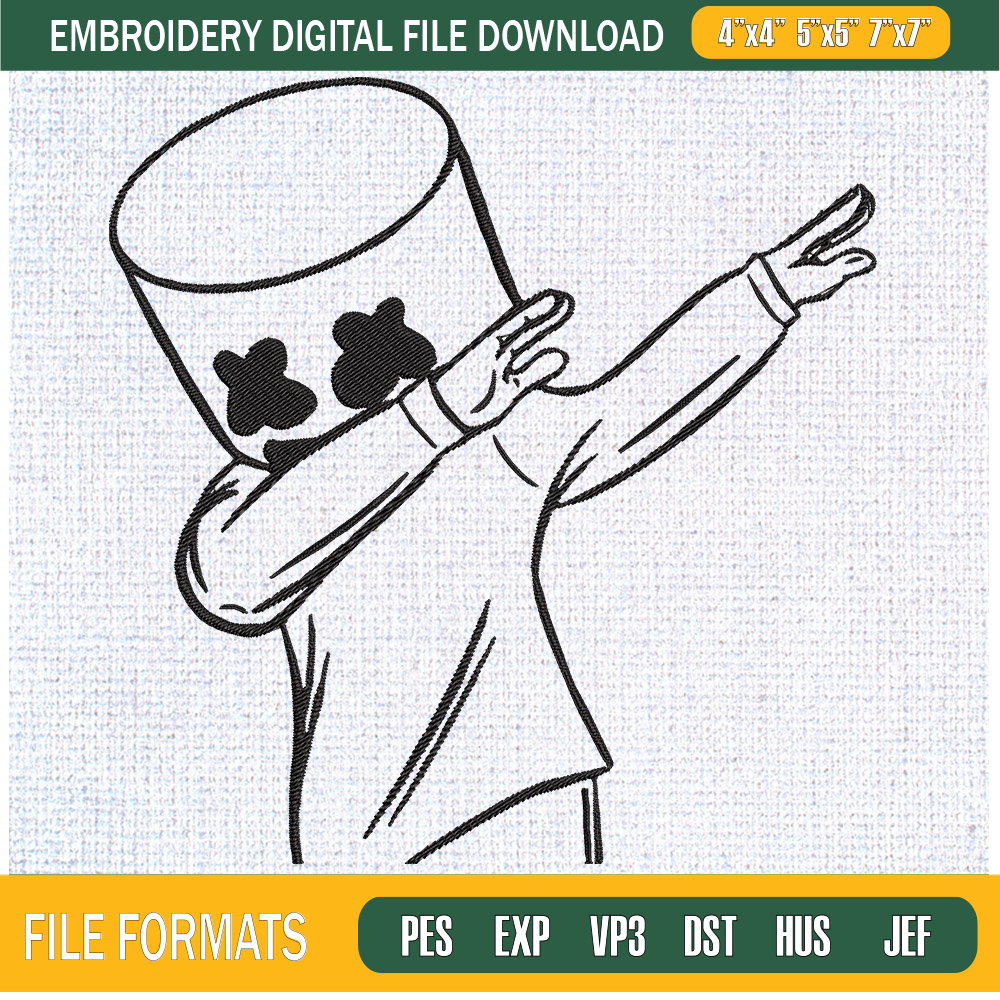 Dabbing Marshmello Embroidery Designs, Marshmello Machine Embroidery Design, Machine Embroidery Designs - Premium & Original SVG Cut Files.jpg