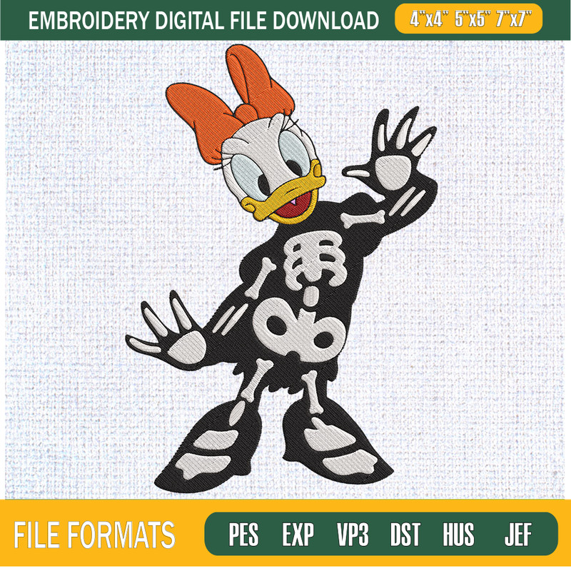 Daisy Duck Skeleton Embroidery Designs, Halloween Machine Embroidery Design, Machine Embroidery Designs - Premium & Original SVG Cut Files.jpg