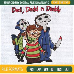 ded dedd n deddy freddy krueger jason voorhees michael myers embroidery designs,,embroidery design,embroidery svg,machin