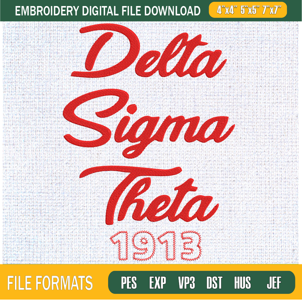 Delta Sigma Theta 1913 Embroidery Designs, Historically Black Colleges and Universities Machine Embroidery Design, Machine Embroidery Designs - Premium & Origin