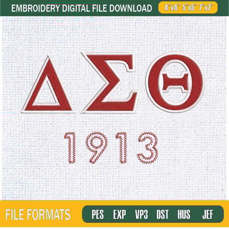 Delta Sigma Theta 1913 Logo Embroidery Designs, Historically Black Colleges and Universities Machine Embroidery Design, Machine Embroidery Designs - Premium & O