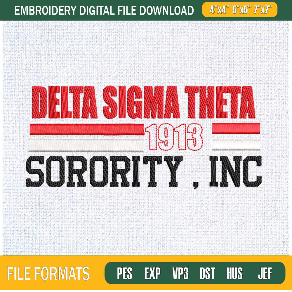 Delta Sigma Theta 1913 Sorority Inc Embroidery Designs, Historically Black Colleges and Universities Machine Embroidery Design, Machine Embroidery Designs - Pre