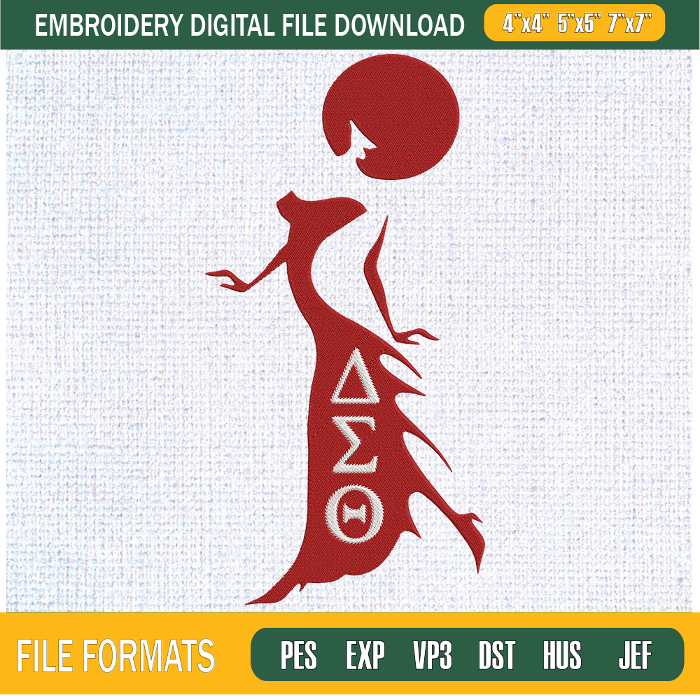 Delta Sigma Theta Diva Embroidery Designs, Historically Black Colleges and Universities Machine Embroidery Design, Machine Embroidery Designs - Premium & Origin