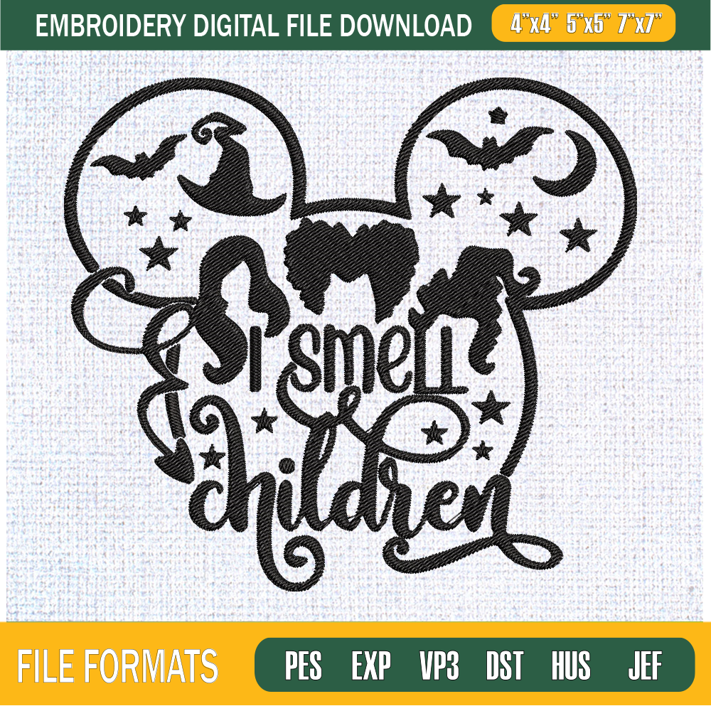 Disney Mickey Head I Smell Children Hocus Pocus Embroidery Designs, Halloween Machine Embroidery Design, Machine Embroidery Designs - Premium & Original SVG Cut
