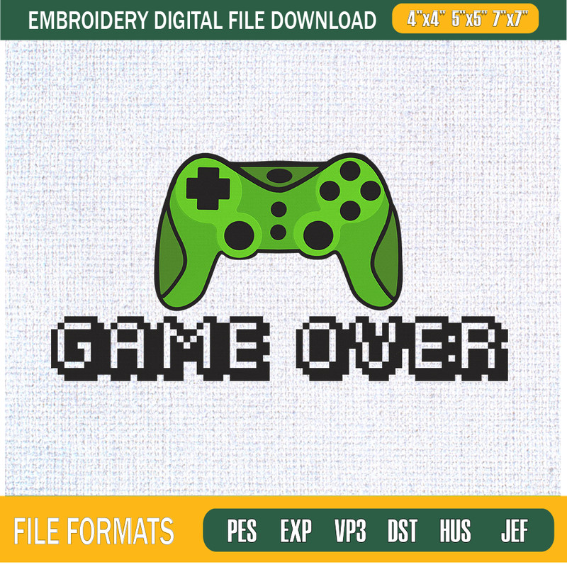 Game over Embroidery Designs, Gamer Machine Embroidery Design, Machine Embroidery Designs - Premium & Original SVG Cut Files.jpg