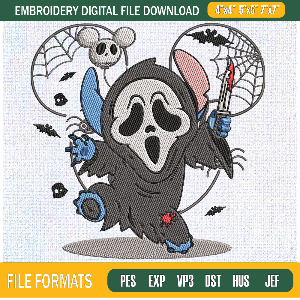 Ghostface Stitch Disney Funny Embroidery Designs, Halloween Machine Embroidery Design, Machine Embroidery Designs - Premium & Original SVG Cut Files.jpg