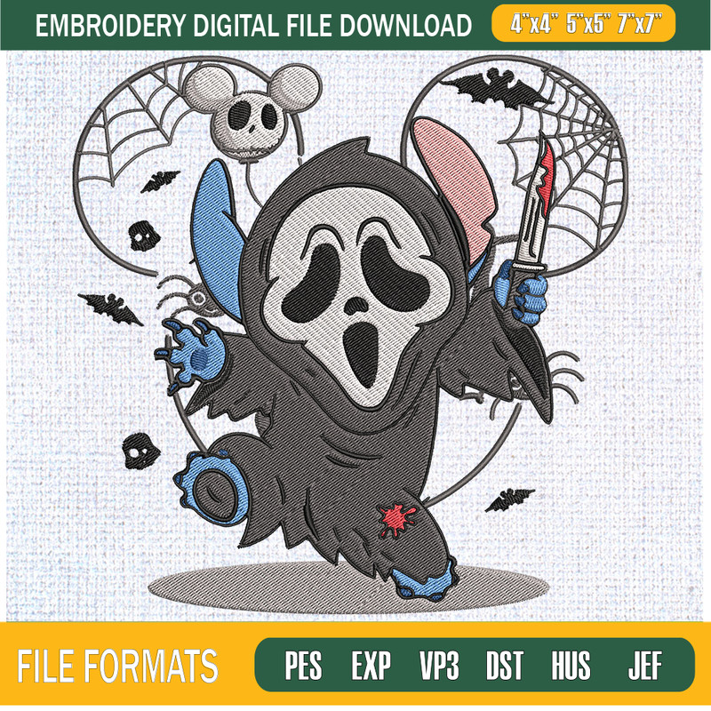 Ghostface Stitch Disney Funny Embroidery Designs, Halloween Machine Embroidery Design, Machine Embroidery Designs - Premium & Original SVG Cut Files.jpg