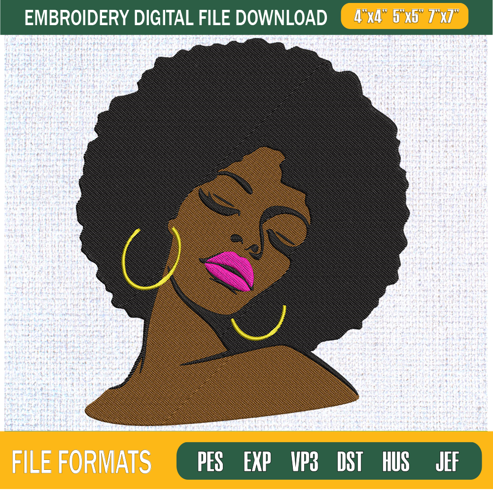 Girl Afro Embroidery Designs, Historically Black Colleges and Universities Machine Embroidery Design, Machine Embroidery Designs - Premium & Original SVG Cut Fi