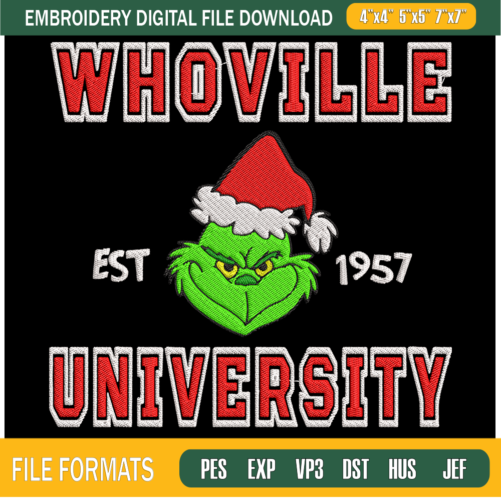 Grinch Whoville University Embroidery Designs, Christmas Machine Embroidery Design, Machine Embroidery Designs - Premium & Original SVG Cut Files.png