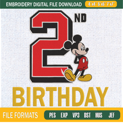 happy birthday 2nd disney mickey mouse embroidery designs, birthday machine embr,embroidery design,embroidery svg,machin