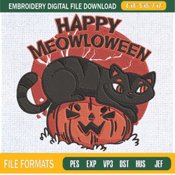 happy meowloween embroidery designs, halloween machine embroidery design, machin,embroidery design,embroidery svg,machin