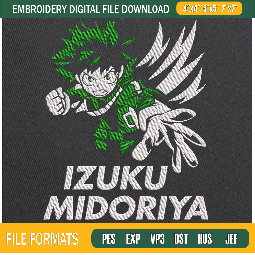 Izuku Midoriya Attack Embroidery Designs, My Hero Academy Machine Embroidery Design, Machine Embroidery Designs - Premium & Original SVG Cut Files.jpg