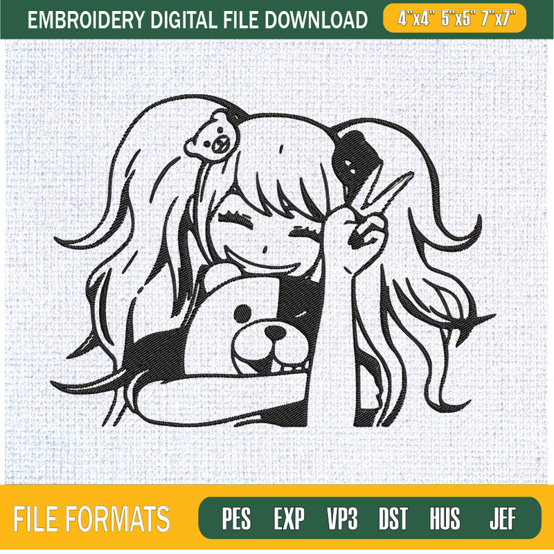 Junko Enoshima Cute Embroidery Designs, Danganronpa Machine Embroidery Design, Machine Embroidery Designs - Premium & Original SVG Cut Files.jpg