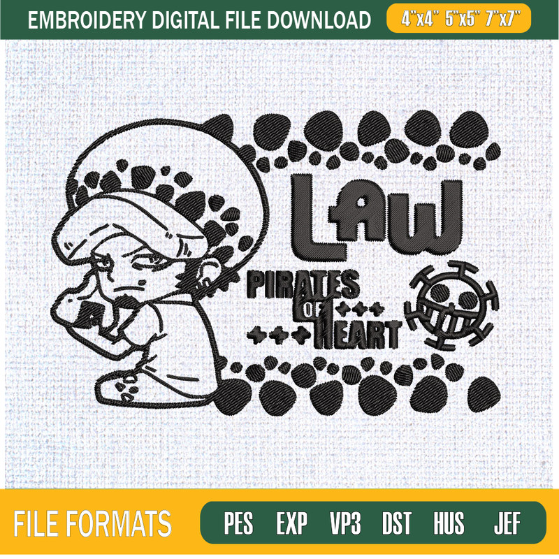 Law Pirates Of Heart Embroidery Designs, Law One Piece Machine Embroidery Design, Machine Embroidery Designs - Premium & Original SVG Cut Files.jpg