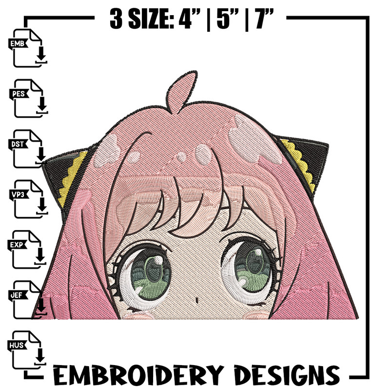 Anya Peek Embroidery Design, Spy x family Embroidery, Embroidery File, Anime Embroidery, Anime shirt, Digital download..jpg