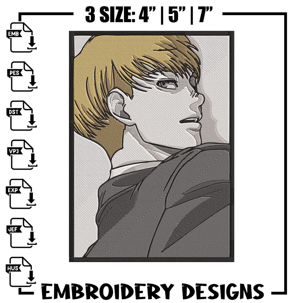 Armin poster Embroidery Design, Aot Embroidery, Embroidery File, Anime Embroidery, Anime shirt, Digital download.jpg