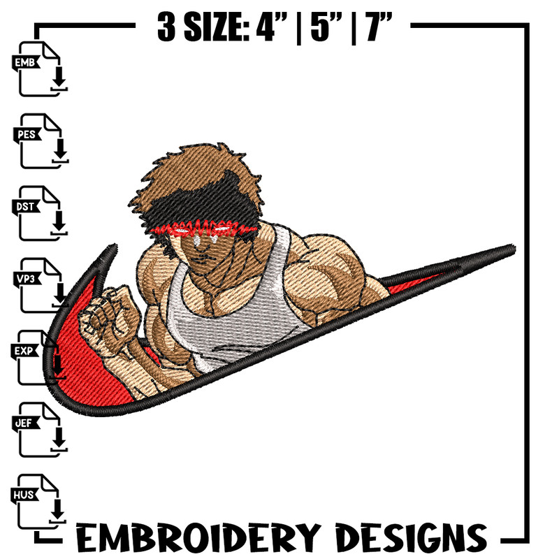 Baki angry face nike embroidery design, Baki embroidery, Nike design, anime design, anime shirt, Digital download.jpg