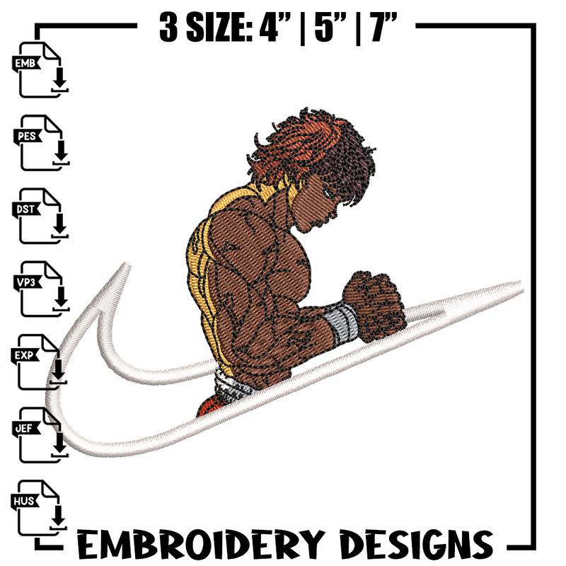 Baki Hanma embroidery design, Baki embroidery, Nike design, anime design, embroidery file, anime shirt, Digital download.jpg